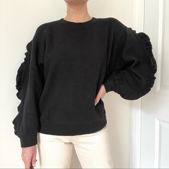 *a new day*  Ruffle Trim Long Sleeve Knit Top - Picture 3 of 10